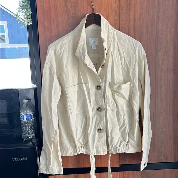 NWT DIP Cream Linen Women's Relaxed Fit Casual Utility Jacket Button Up Medium - Picture 11 of 15